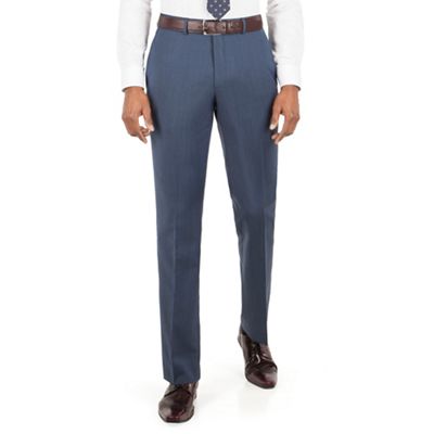 Hammond & Co. by Patrick Grant Blue plain flat front tailored fit suit trouser